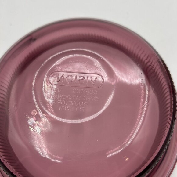 Corning Visionware CRANBERRY Ribbed 750mL Baking Lidded Casserole Cookware 90s - Picture 8 of 9